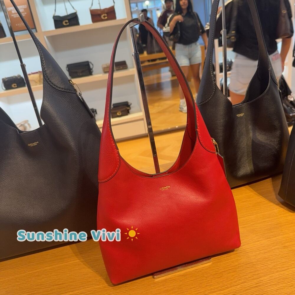 NWT COACH Brooklyn Shoulder Bag 28 LEATHER CU068 B4/SCARLET